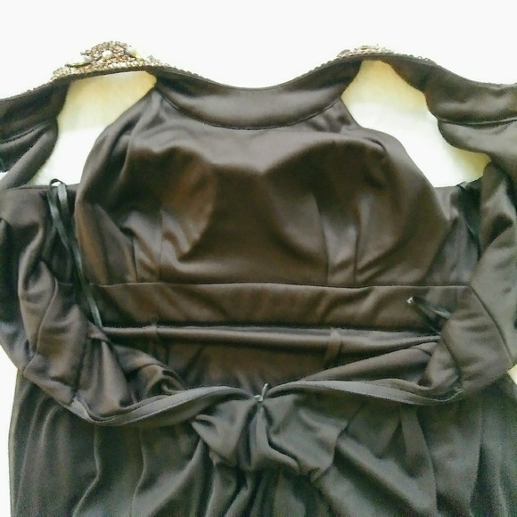 SALE! Cache Sz 8 Brown Beaded Fancy Party Dress - Picture 7 of 8